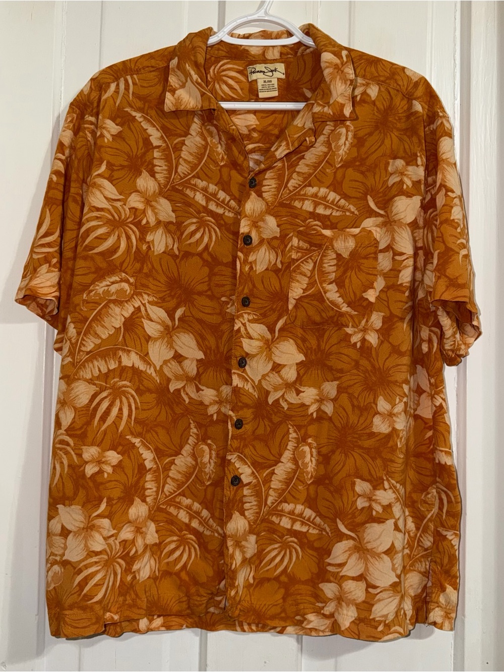 Men's size XL shirt‎ Hawaiian Panama jack Orange Floral Camp Shirt